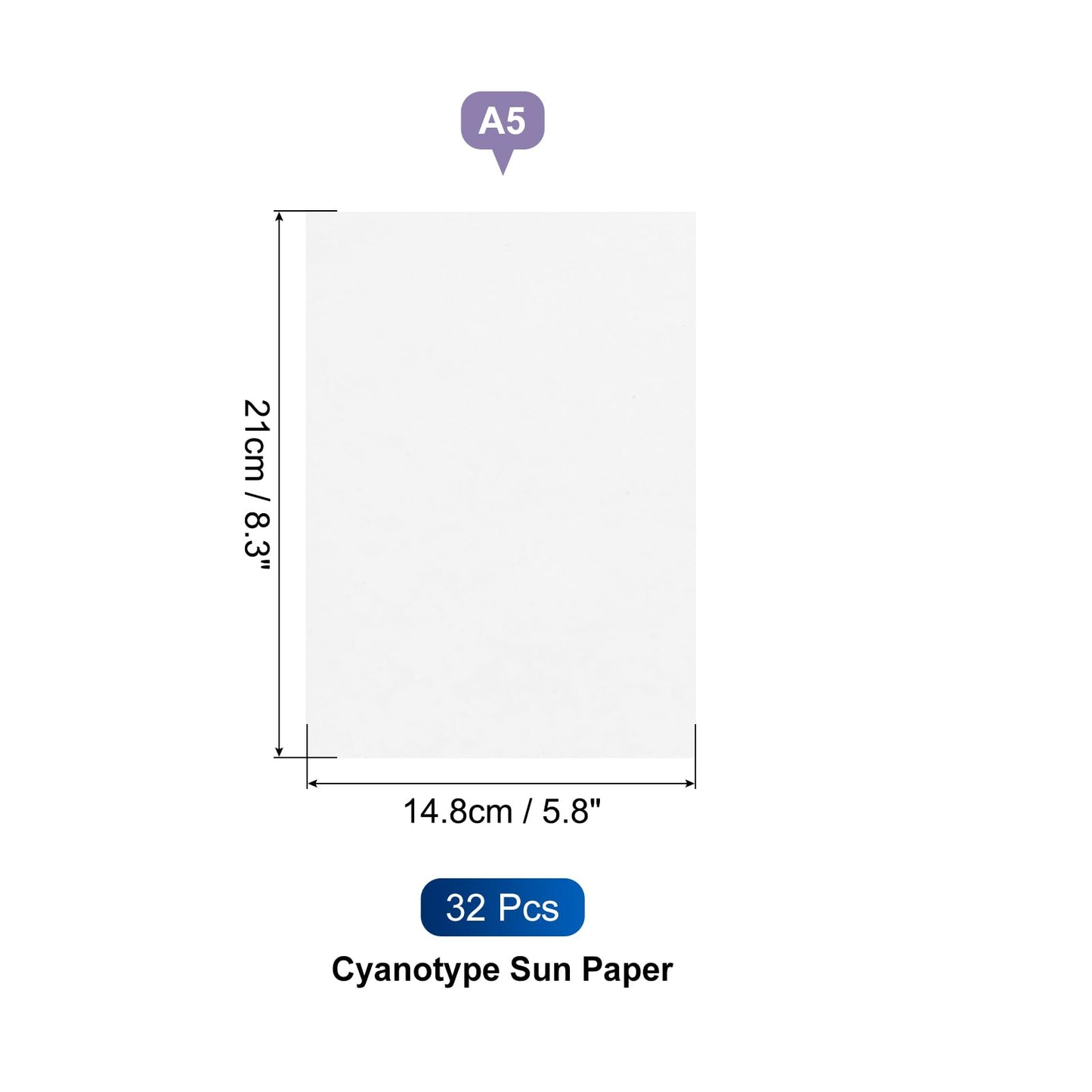 MECCANIXITY Cyanotype Paper, 32 Sheet High Sensitive Sun Print Paper Kit White Crafts for Adults DIY Project Art, 8.3x5.8 Inch (A5)