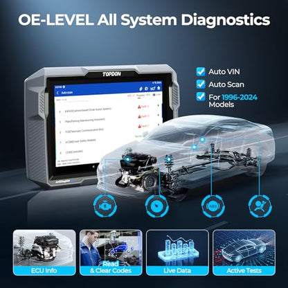 TOPDON Bidirectional Scan Tool, 2024 New ArtiDiag900 Lite Automotive Diagnostic Tool for Full System, Scanner for Car with Active Test, 8 Reset, Wireless OBD2 Scanner Diagnostic Tool for All Vehicles