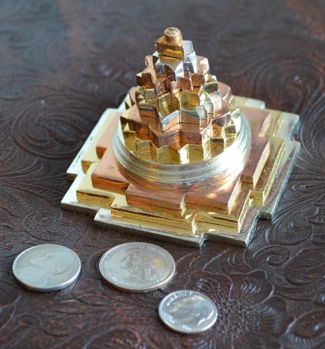 Sri Meru Yantra, Shree Chakra, Maha Meru in Astadhatu Size 3" Inch - 3D, Spiritual Powers, Vaastu Dosh, Prosperity