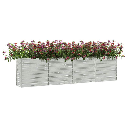 Foknhdi Large Galvanized Steel Raised Garden Bed 126x126x30.3 in Silver Modern Outdoor Planter Box for Vegetables Flowers Herbs on Patio Backyard