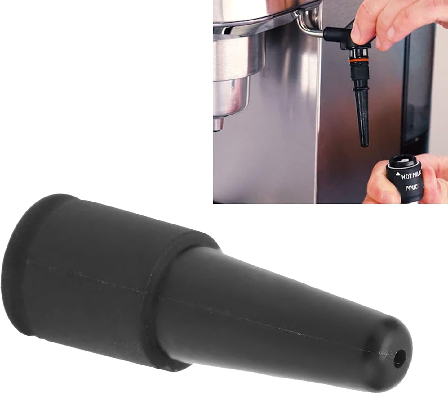 Estink Coffee Machine Nozzle, Silicone Steam Nozzle, Milk Foam Spout Replacement for DeLonghi Coffee Maker, Black