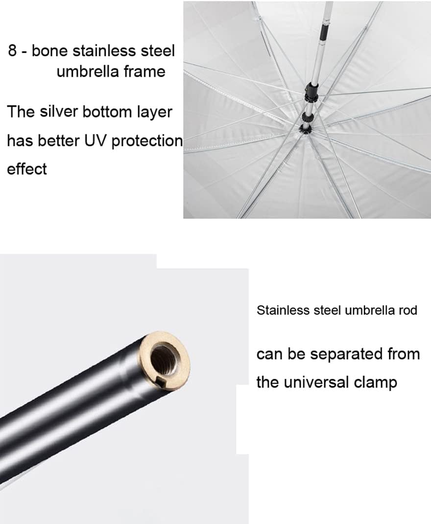 GRANDMEI Clamp,46 inches 50+ Chair Umbrella with UPF Clip on Parasol for Patio,Beach Chairs,Strollers,Wheelchairs,Golf