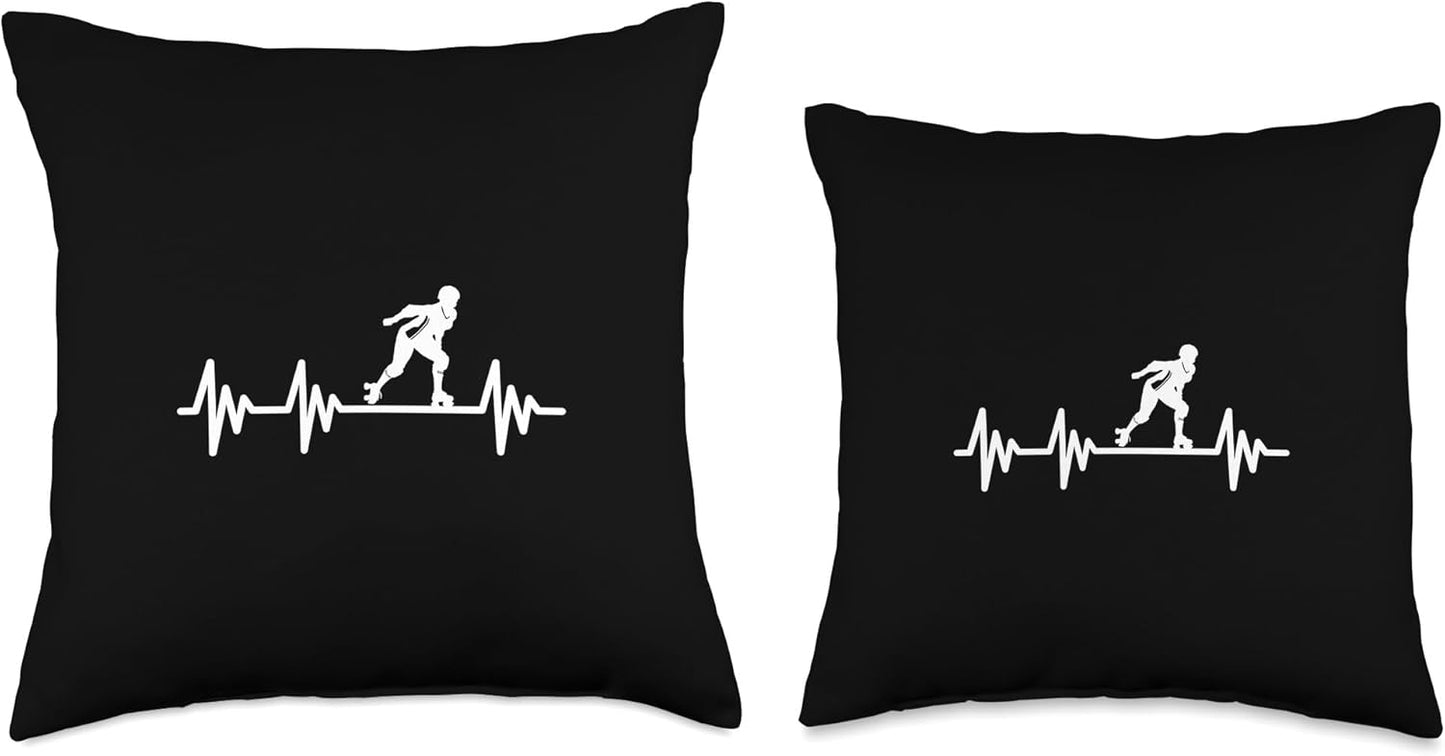 Rollerblade Inline Skates Heartbeat Throw Pillow