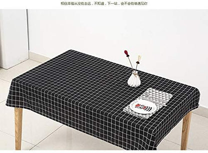 Bringsine Classic Rectangular Cotton Linen Table Cloth, Black Check Vintage Dinner Picnic Deco (36 X 36 Inch)