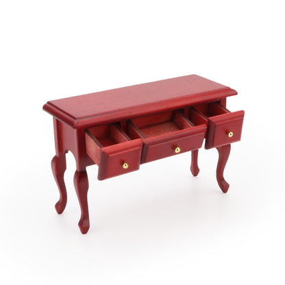 Miniature Table 1:12 Furniture for Dollhouse Accessories Writing Desk with 3 Drawers Miniature Room Ornaments Living Room Bedroom Library Scene Decoration (Brown)