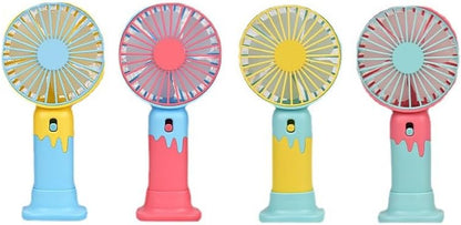 New Cartoon Fruit Handheld Fan, USB Charging Portable Fan with Base, 2-speed Wind (Dblue)