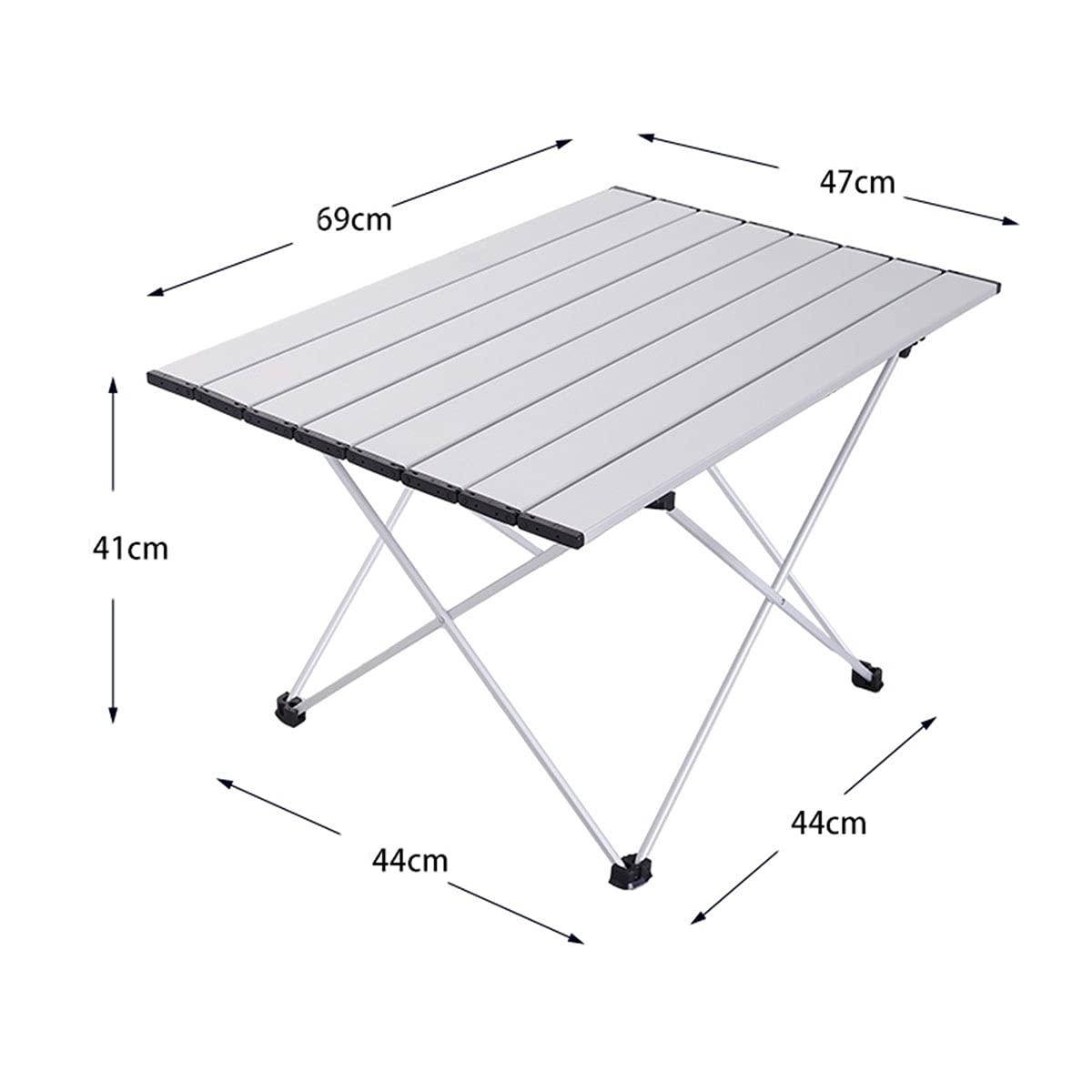 U5GAAALPPQ9 Portable Lightweight Camping Table Folding Aluminum Picnic Table Lightweight Compact Roll Up Tables Perfect for Outdoor Hiking BBQ Backpacking (69 * 47cm)