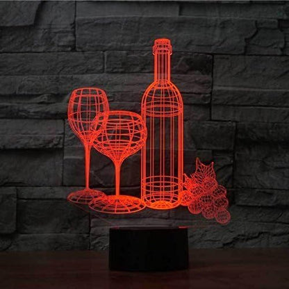 Optical Illusion 3D Red Wine Cup Night Light, 16 Colors Changing USB Powered LED Table Desk Lamp with Remote Control