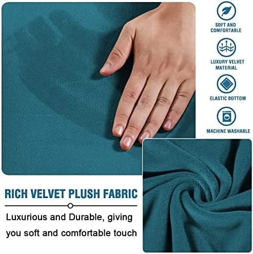 ADPON Velvet Plush Ottoman Cover,Super Stretch Round Ottoman Slipcover Washable Storage Stool Furniture Protector