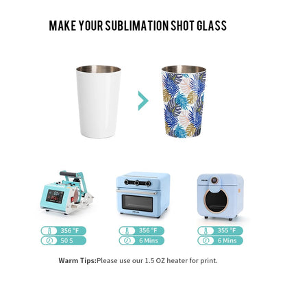 PYD Life 12 Pack 2 OZ Sublimation Shot Mugs Tumblers Blanks Bulk White Mini Wine Tumbler Stainless Steel Tumblers Cups without Lid and Straw for Sublimation Oven Printing