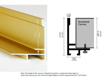 GVS-ART DIY Metal Floating Frame for 9X12“ Canvas Painting Art,1 1/2"(3.8cm) Depth, Floater Frame,Mental Frame Kit, Cut to Pieces,Not Include Canvas or Mat Light Gold Frame