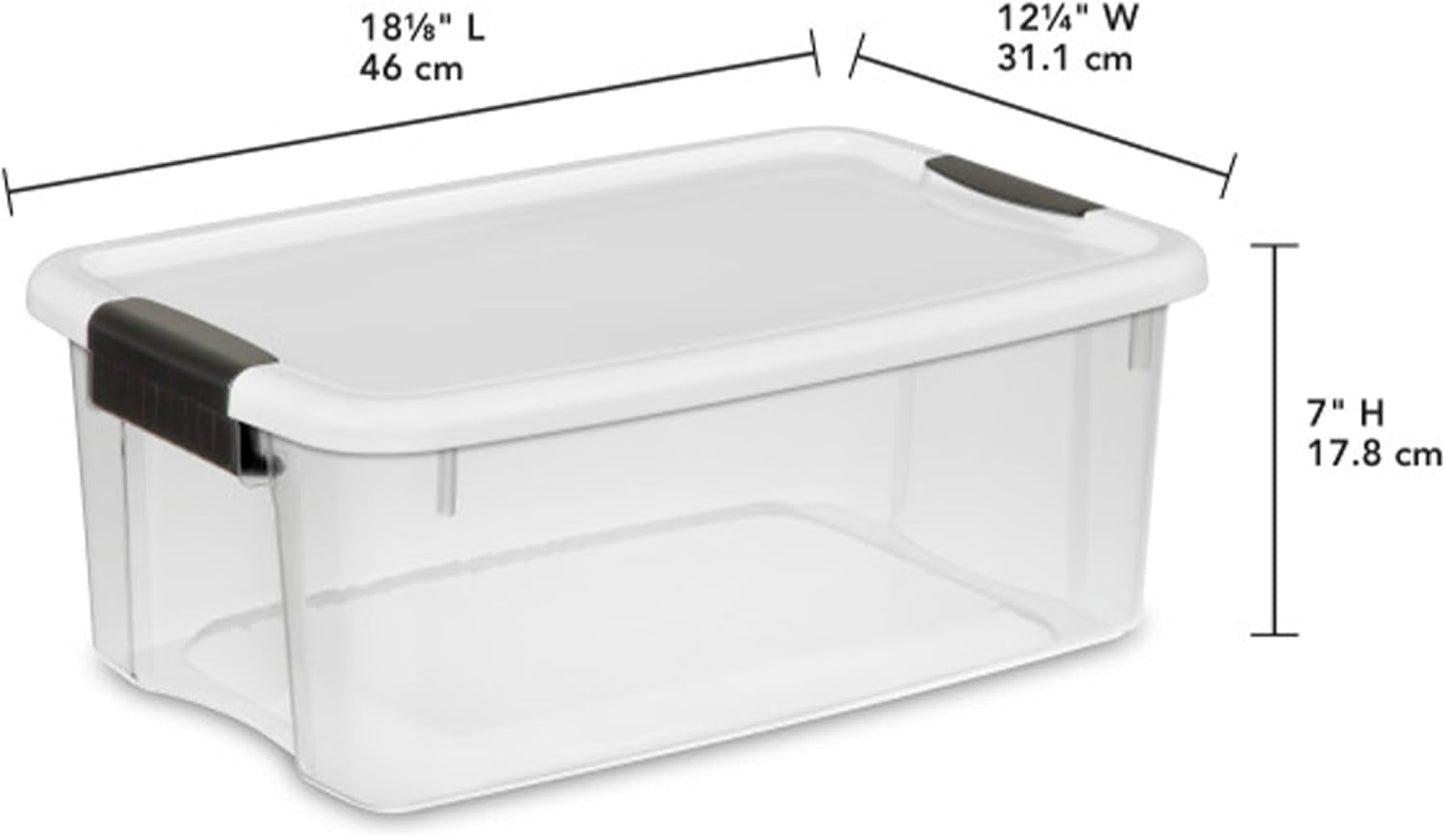Sterilite 12-Pack Ultra Latching Storage Bins - Clear Plastic 18 Quart Heavy-Duty Organizers for Home & Office
