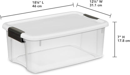 Sterilite 12-Pack Ultra Latching Storage Bins - Clear Plastic 18 Quart Heavy-Duty Organizers for Home & Office