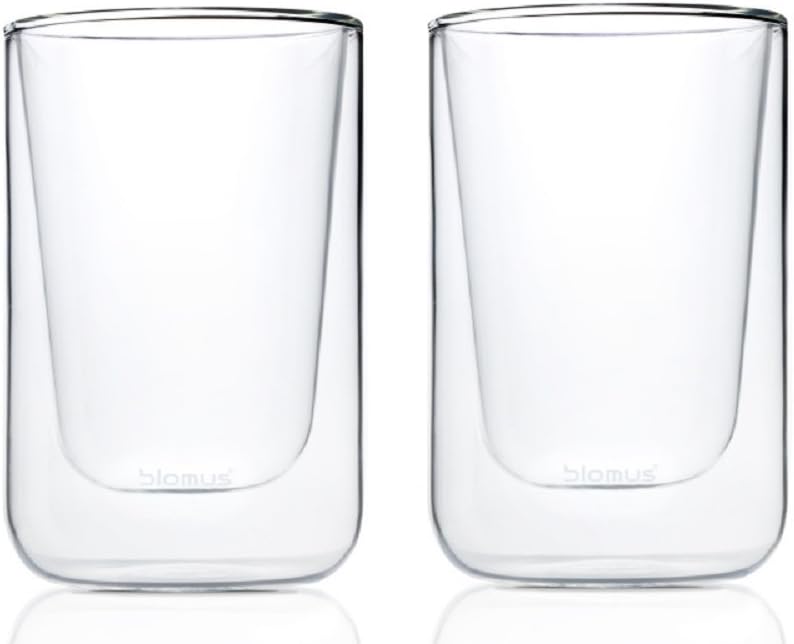 Blomus 63654 Nero Set of 2 Clear Cappuccino or Tea Glasses, 8 oz, 2 Piece