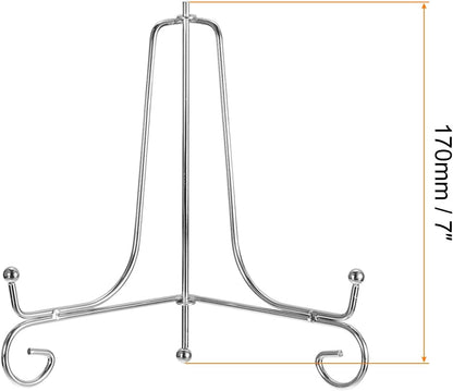 uxcell 2Pcs 7 Inch Iron Plate Stand for Display, Folding Decorative Metal Easel for Photo Picture Frame, Silver