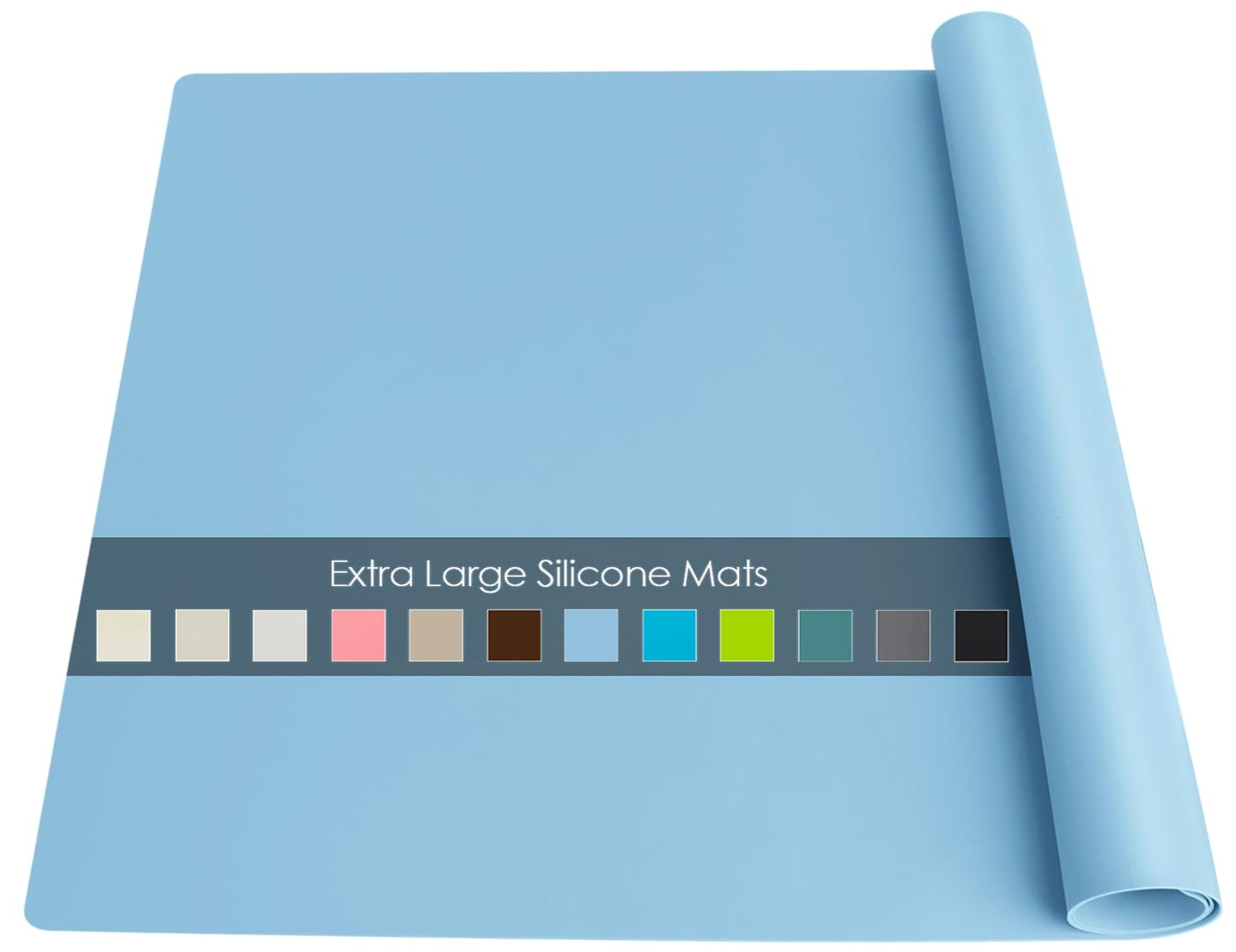 Extra Large Silicone Mats, Food Grade & Thick Silicone Pad Table Mat for Crafts, Kids Placemat, Silicone Heat Resistant Mat Kitchen Counter Mat for Baking Pastry, 23.6''x15.75'' Light Blue, 1Pack
