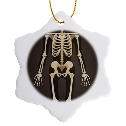 3dRose Headless Xray Skeleton 3 inch Snowflake Porcelain Ornament