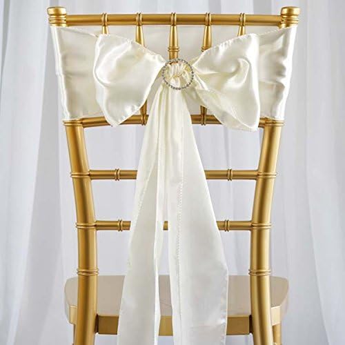 5pcs 6 x106 TABLECLOTHSFACTORY Ivory Satin Chair Sashes Tie Bows Catering Wedding Party Decorations