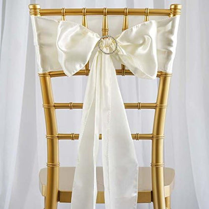5pcs 6 x106 TABLECLOTHSFACTORY Ivory Satin Chair Sashes Tie Bows Catering Wedding Party Decorations