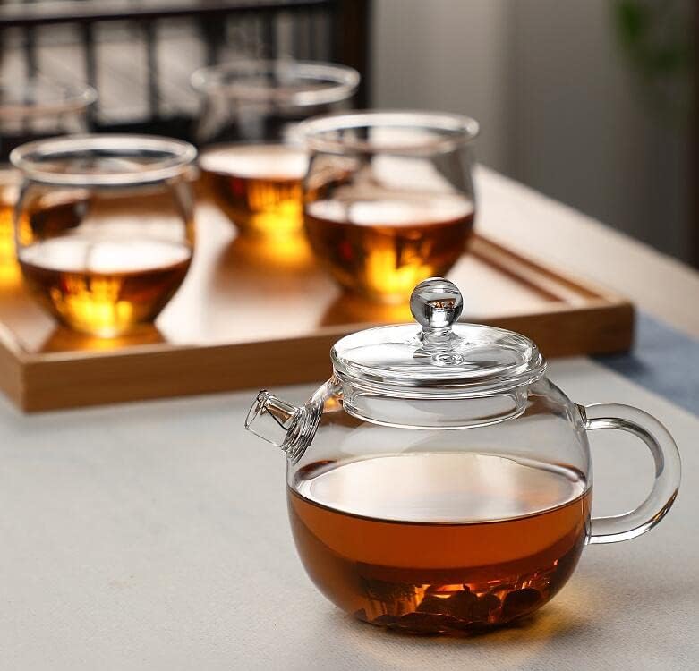 123Arts Mini Tea Pot, Clear Glass Teapot, Small Teapot for One Person Use, 220ml/7.3oz