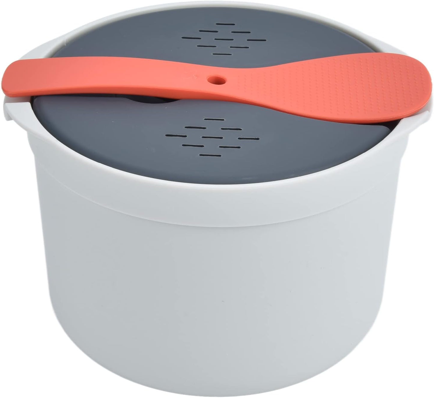 Microwave Rice Cooker 2L | Sturdy Food Grade PP Material Microwave Cookware Set with Lid and Spoon for Rice Pasta