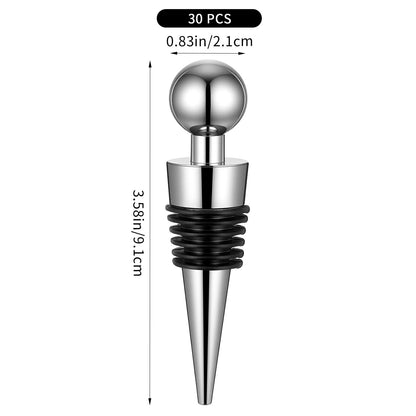 WLLHYF Wine Stoppers for Wine Bottles 30 Pcs Wine Bottle Stopper with Silicone Vacuum Wine Bottles Corks Reusable Wine Stopper for Bar, Holiday Party Suitable for Standard Bottle