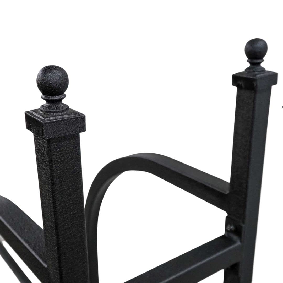 Woodhaven 9ft Courtyard Firewood Rack - Luxury Outdoor Log Holder With Cover - Made In USA - Black UV Stable Powder Coat Finish