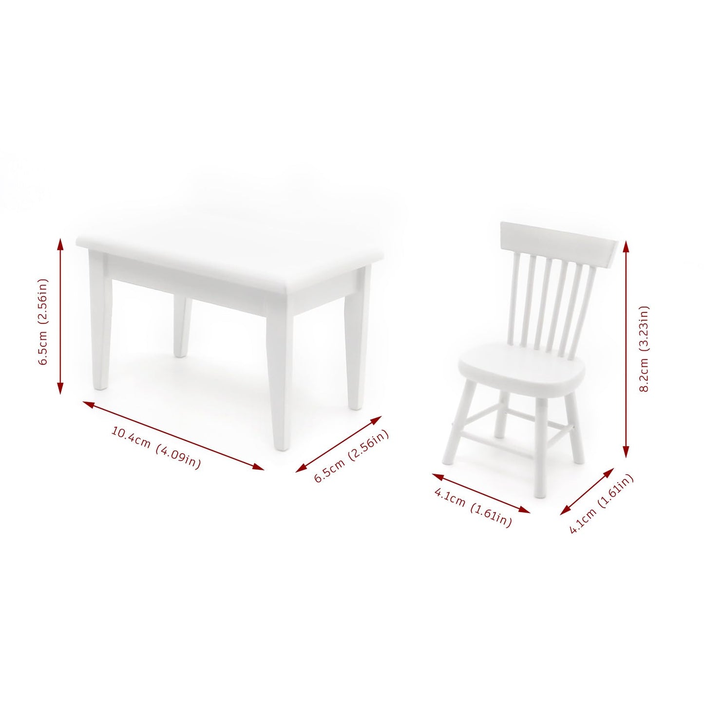 Minamzee 1/12 Dollhouse Table Chair Set, 17pcs Wooden Miniature Kitchen Furniture Set with Breakfast Accessories for Dining Room