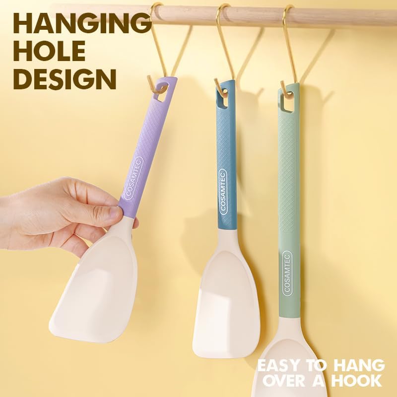 Silicone Mini Spatula with Stainless Steel Inner Core, Flexible Beveled Turner, Heat Resistant Cooking Utensils