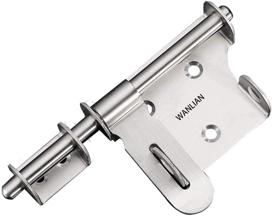Sliding Bolt Gate Latch,Stainless Steel Latch Bolt Door Latch Lock, Bolt with Padlock Hole, Hasp Safety Clasp Hasp Barrel Bolt Sliding Latches,Stainless Steel Brushed Finish