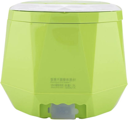 Electric Rice Cooker, Portable Food Steamer, Mini Travel Rice Cooker, 12V 100W, 1.3 L, Green