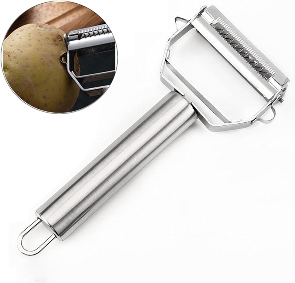 Ultra Sharp Vegetable Peeler - Stainless Steel 2 in 1 Julienne Vegetable Peeler - Perfect for Carrot Potato Cucumber,