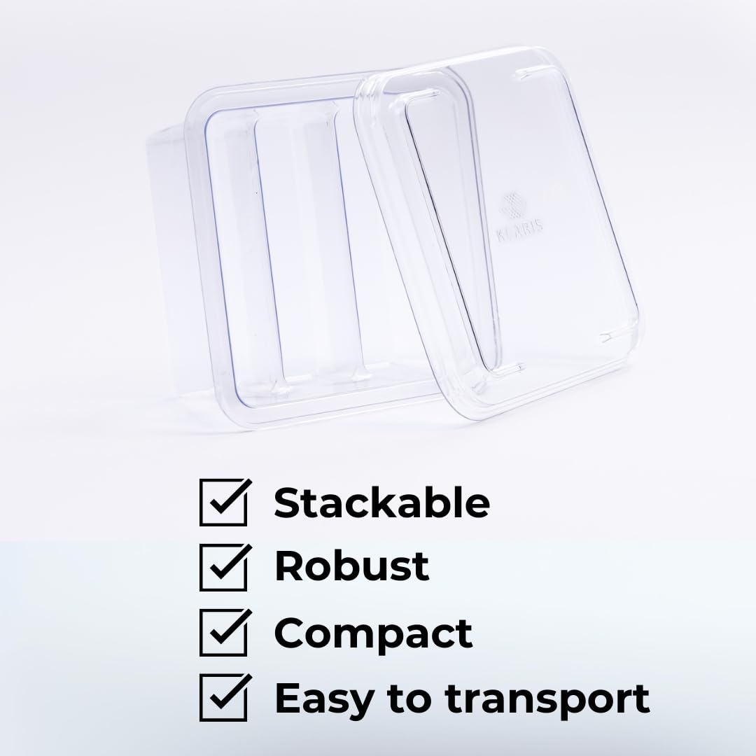 Klaris Collins Cube Storage Container (5 pk) - Craft Ice Storage Containers with Lids | Easily Stack and Store in Freezer | Compact and Robust | Keeps Cubes Fresh and Clear