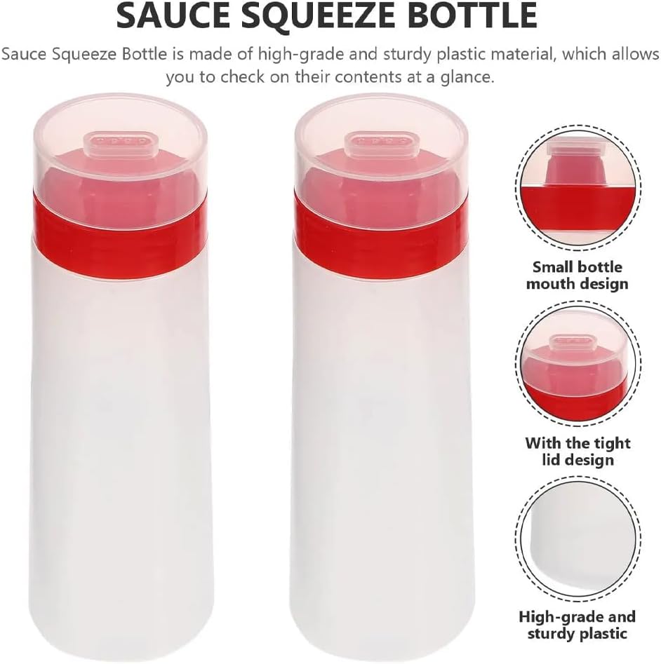 FILFEEL 4-Hole Squeeze Type Sauce Bottle, Resin for Ketchup, Jam, Mayonnaise, Olive Oil, Yellow/Red