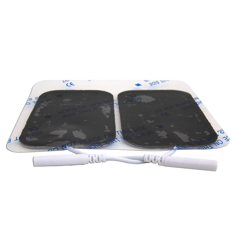 reserv 2" x 4" Rectangle Premium Re-Usable Self Adhesive Electrode Pads for TENS/EMS Unit, Fabric Backed Pads with Premium Gel (Latex Free)(4 Electrodes)