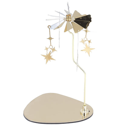 Candle Holder Round Triangle, Metal Wind Candlestick Carousel Candle Tea Light Holder for Home Decoration for Mom Women Wife (Gold Star (No Candle Cup))