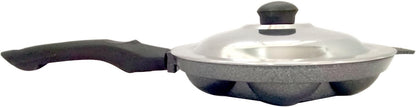 Appam Pan, Non Stick Ebelskiver Maker, 7 Cavity Paniyaram Pan with Stainless Steel Lid