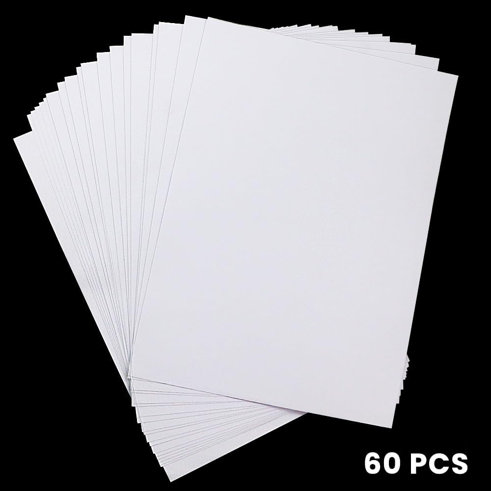 ISUSSER 60 Sheets A4 Size 8.3x11.5 Inch Clear Double Sided Adhesive Tape Sheets, Super Strong Sticky Tape, DIY Art, Craft, Home Decorative Tape with White Liner