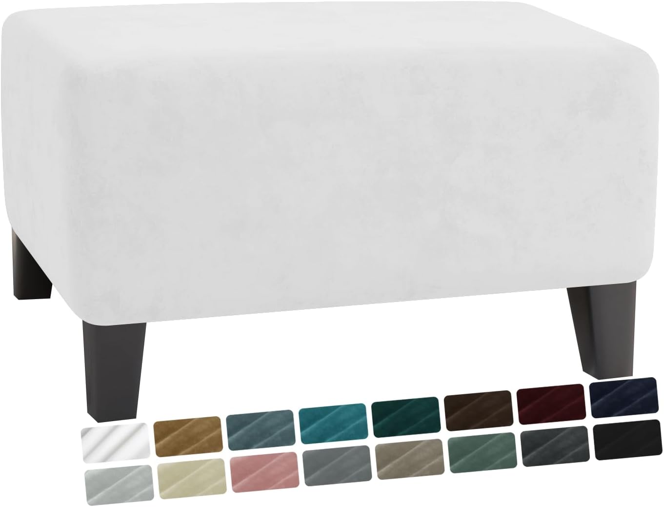 MAXIJIN Velvet Ottoman Cover Rectangular Stretch Square Ottoman Covers Slipcover Rectangle Washable Foot Stool Cover