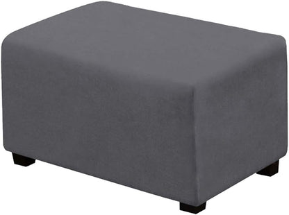 VIENLOVE Rectangle Ottoman Slipcover Luxury Suede Footstool Protector Covers Stretch with Elastic Bottom Feature