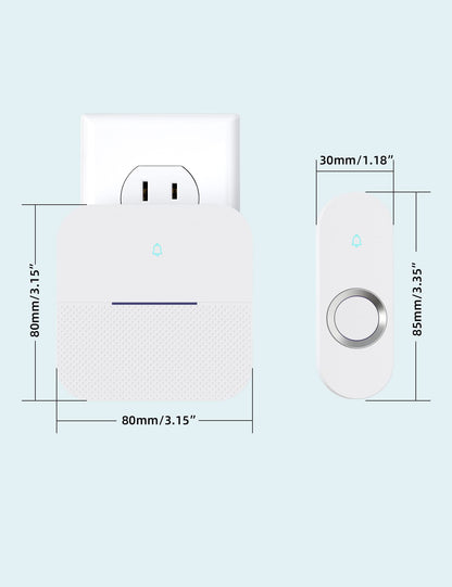 AIDA Lighted Wireless Doorbell for Home, Waterproof Battery Doorbell Wireless 1,000ft Range, 5 Volume Levels with 58 Doorbell Chimes & LED Flash (White, Doorbell with 2 Buttons & 1 Receiver)