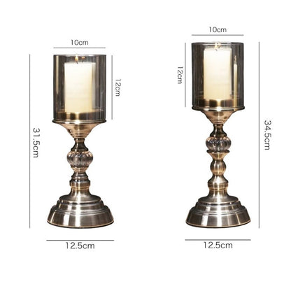 cfycfy987 Candelabra 2 Pcs Retro Metal Glass Candle Holder Luxury Dining Table Decoration Candlestick Candle Sticks Holder