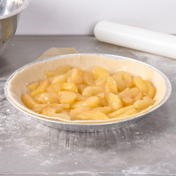 KitchenDance Disposable Aluminum Pie Pan - 11" Heavy Duty Nonstick Foil Pans for Baking and Cooking, 10 Pack