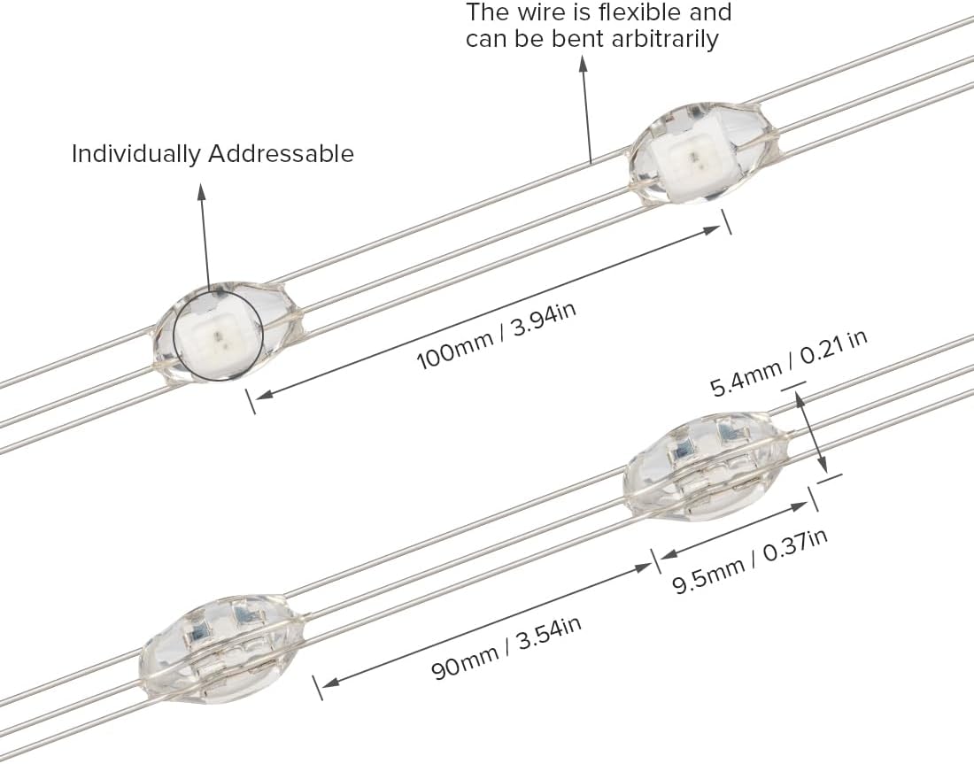 16.4ft 5m 50LEDs WS2812B DC5V BTF-LIGHTING Chasing Dream Full Color Twinkle Decorative Lights Addressable IC Fairy