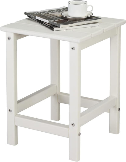 Kcelarec 1-White) Patio Side Table, Pool Composite Patio Table,HDPE End Tables for Backyard,Pool, Indoor Companion