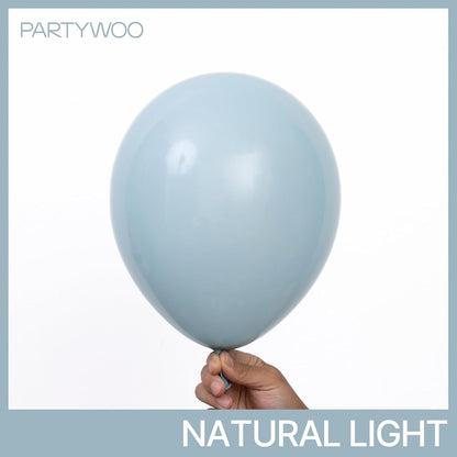 PartyWoo Dusty Blue Balloons - 101pcs 12 Inch Aqua Latex Helium Balloons for Weddings & Celebrations