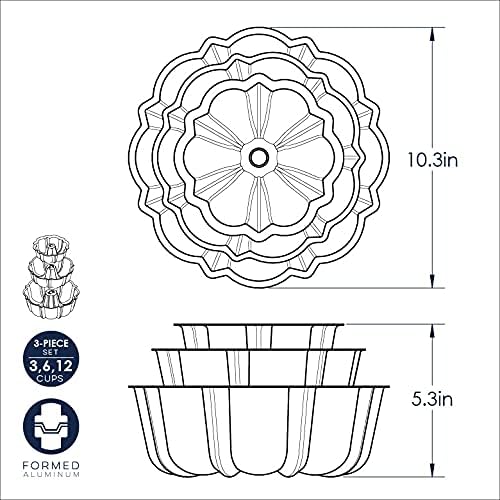 Nordic Ware 3-Piece Set Formed Bundt, Tiered, Sea Glass