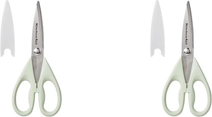 KitchenAid Kitchen Shears - Durable Stainless Steel Scissors with Soft Grip Handle | 8.72 Inch, Pistachio (Pack of 2)