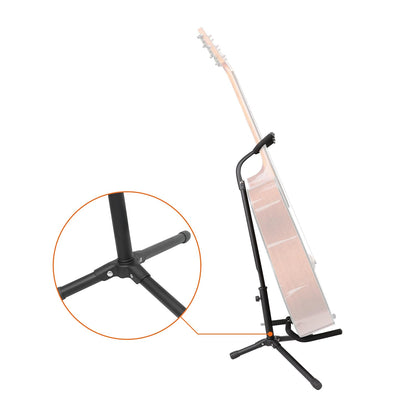 Amazon Basics Height Adjustable Foldable Guitar Stand with Secure Support for Acoustic, Electric, Bass and Banjos, Sturdy, Black
