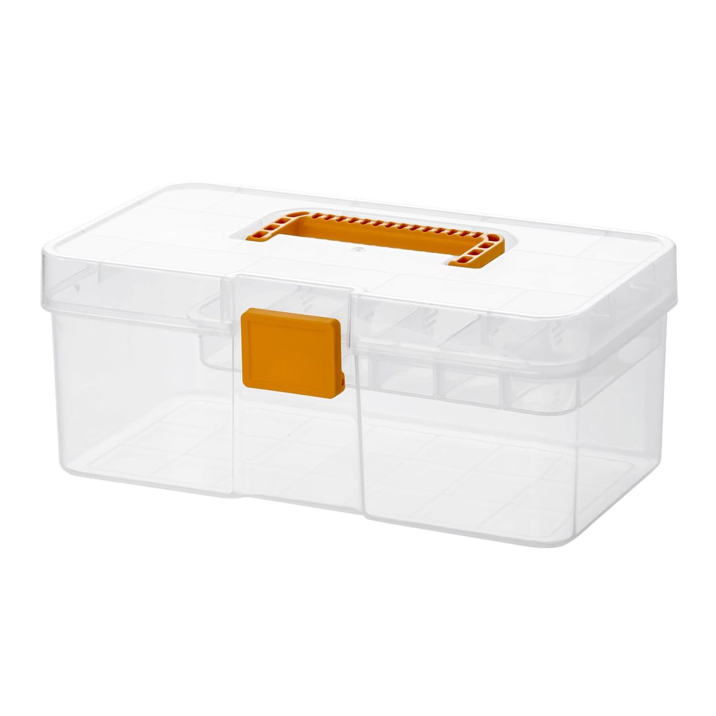 Vidifor Plastic Clear Portable Handled Storage Box with Adjustable Dividers Art Supply Organizer Multipurpose Home Utility Box for Craft, Sewing, Medicine, Makeup, Office Supplies (L, Clear)